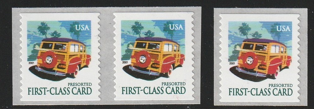 US Scott 3522 (15c) Woody Wagon coil pair and single