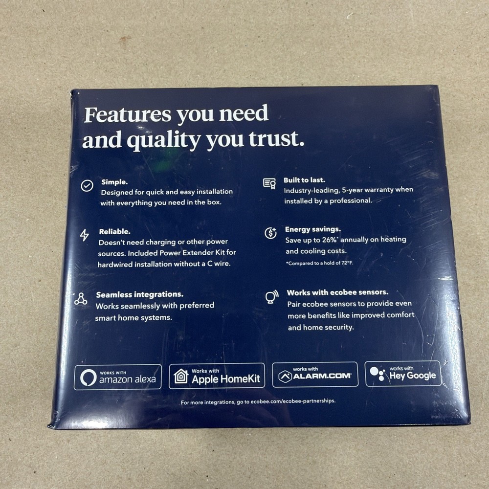 Ecobee EB-STATE6L-01 Smart Thermostat Enhanced - Black - WiFi Programmable.