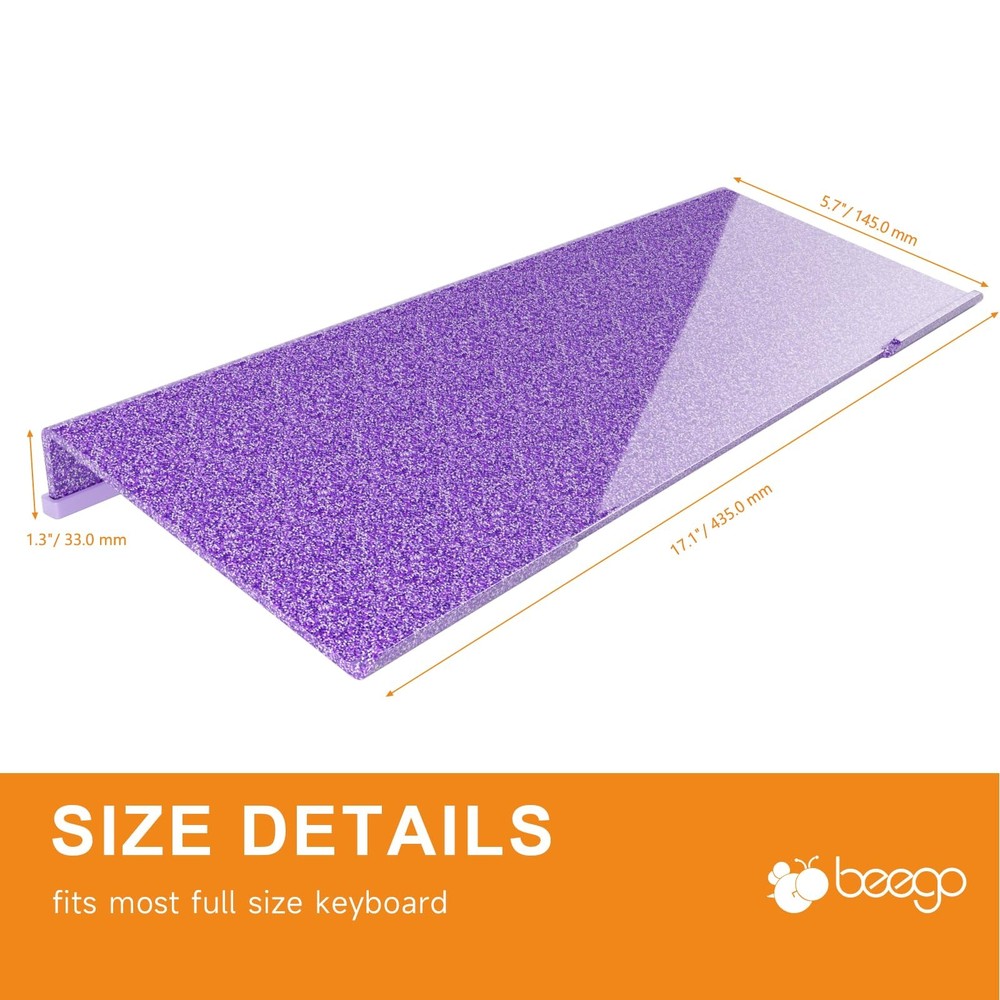 Ergonomic Computer Keyboard Stand - Glitter Purple Acrylic Keyboard Riser Til...