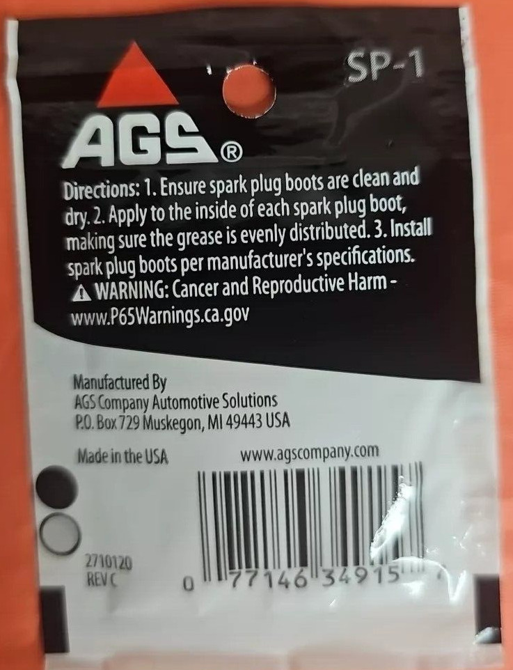 AGS SP-1 Spark Plug Boot Protector Lube - USA MADE [16PK]
