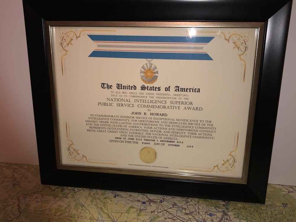 NATIONAL INTELLIGENCE SUPERIOR PUBLIC SERVICE COMMEMORATIVE CERTIFICATE Type-1