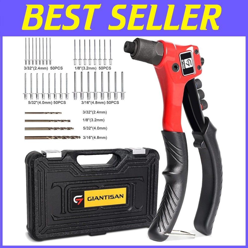 Rivet Gun Kit with 200 Rivets & 4 Bits