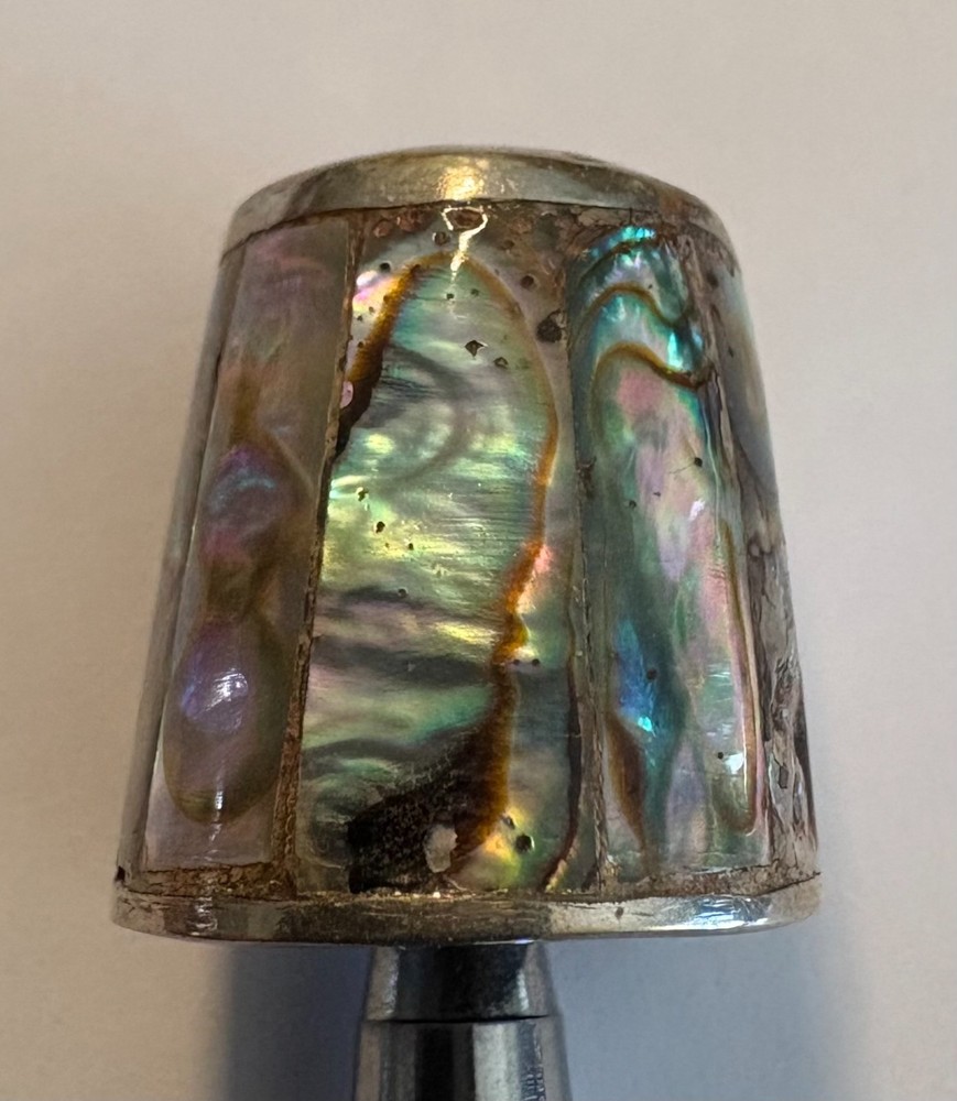 Vintage Silver Sterling Abalone Sewing Thimble