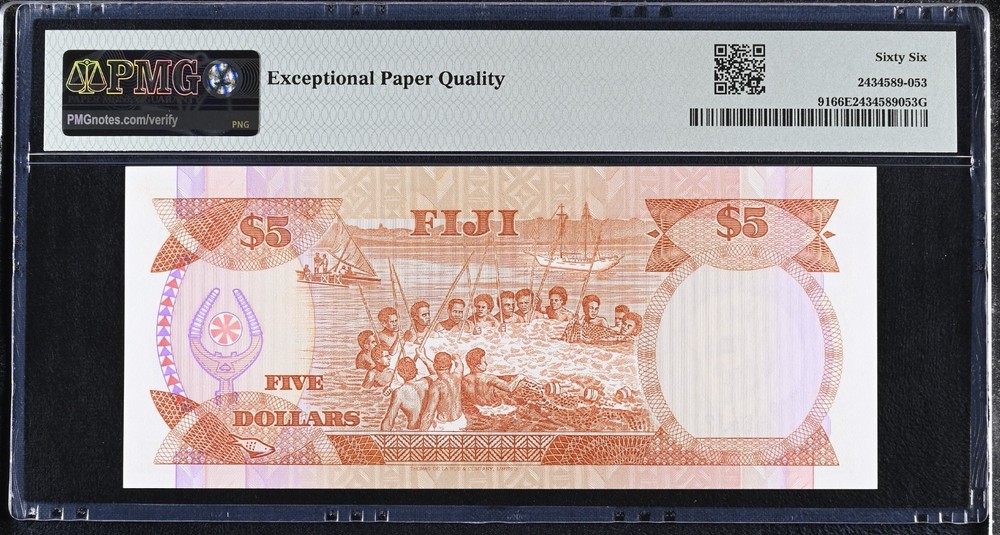 Fiji $5 1989 p91 PMG 66 EPQ