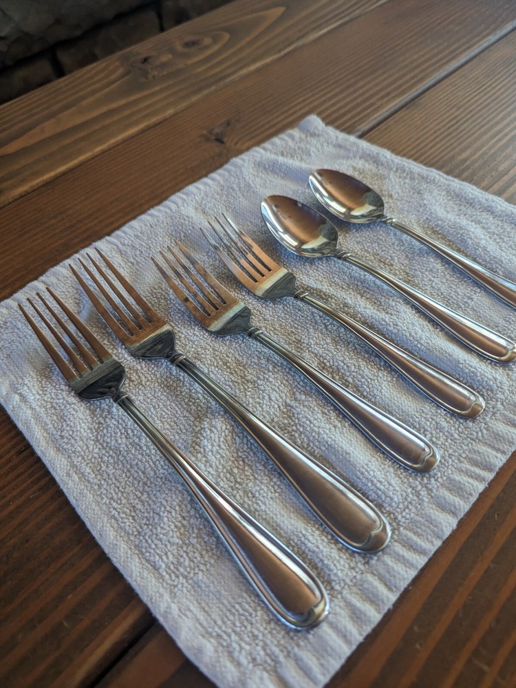 Cambridge ALLURE Stainless Flatware 6 Piece Set Forks & Spoons Silverware