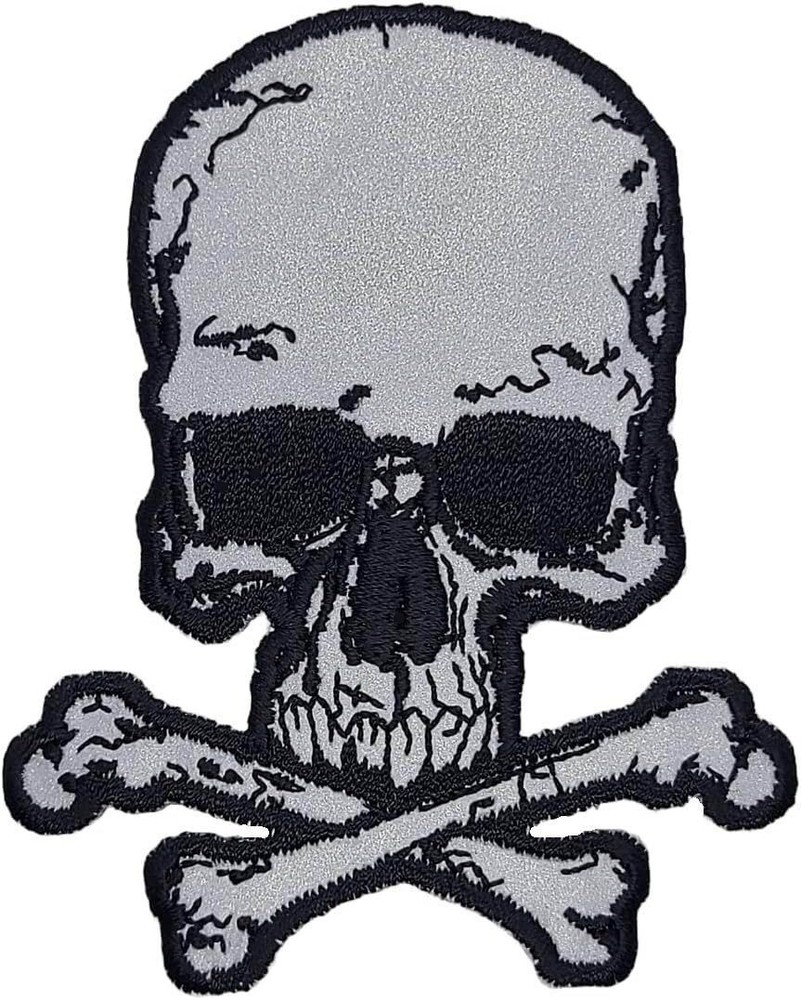 Reflective Skulls and Crossbones Patch | 2PC iron on or Sew on 4"x3"