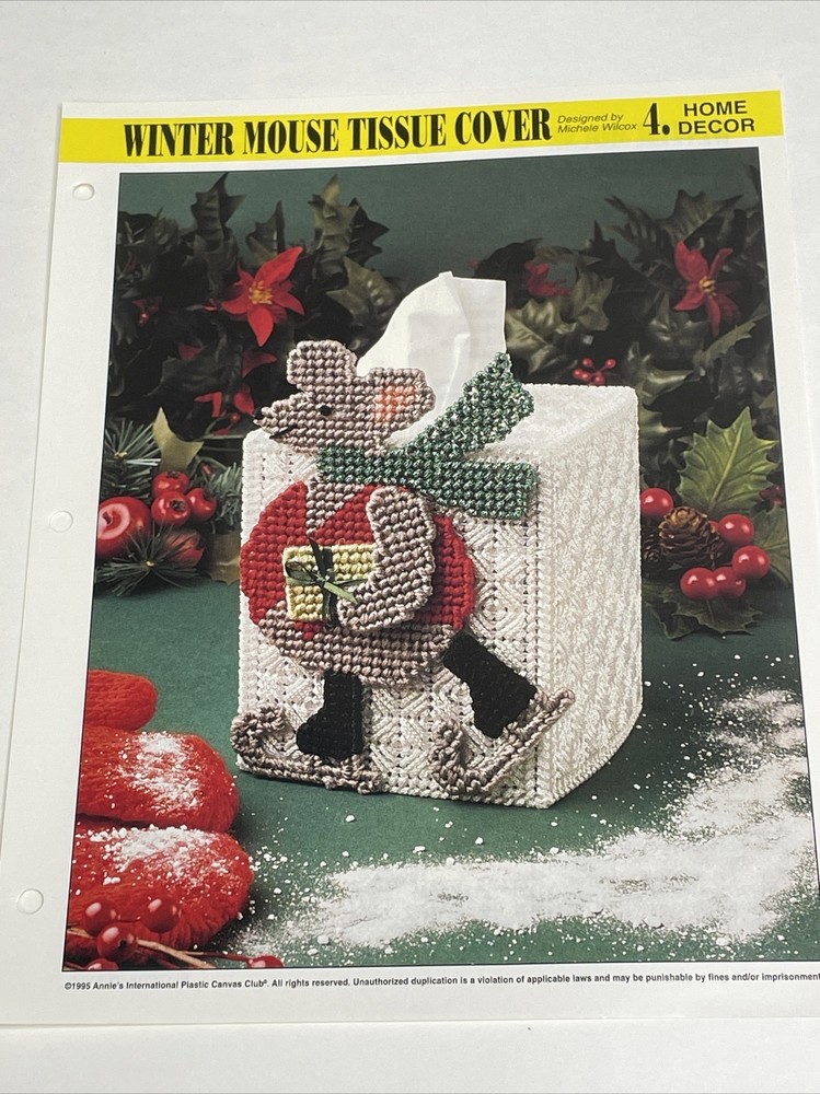 Winter Mouse Tissue Cover Annie's Attic Plastic Canvas Pattern
