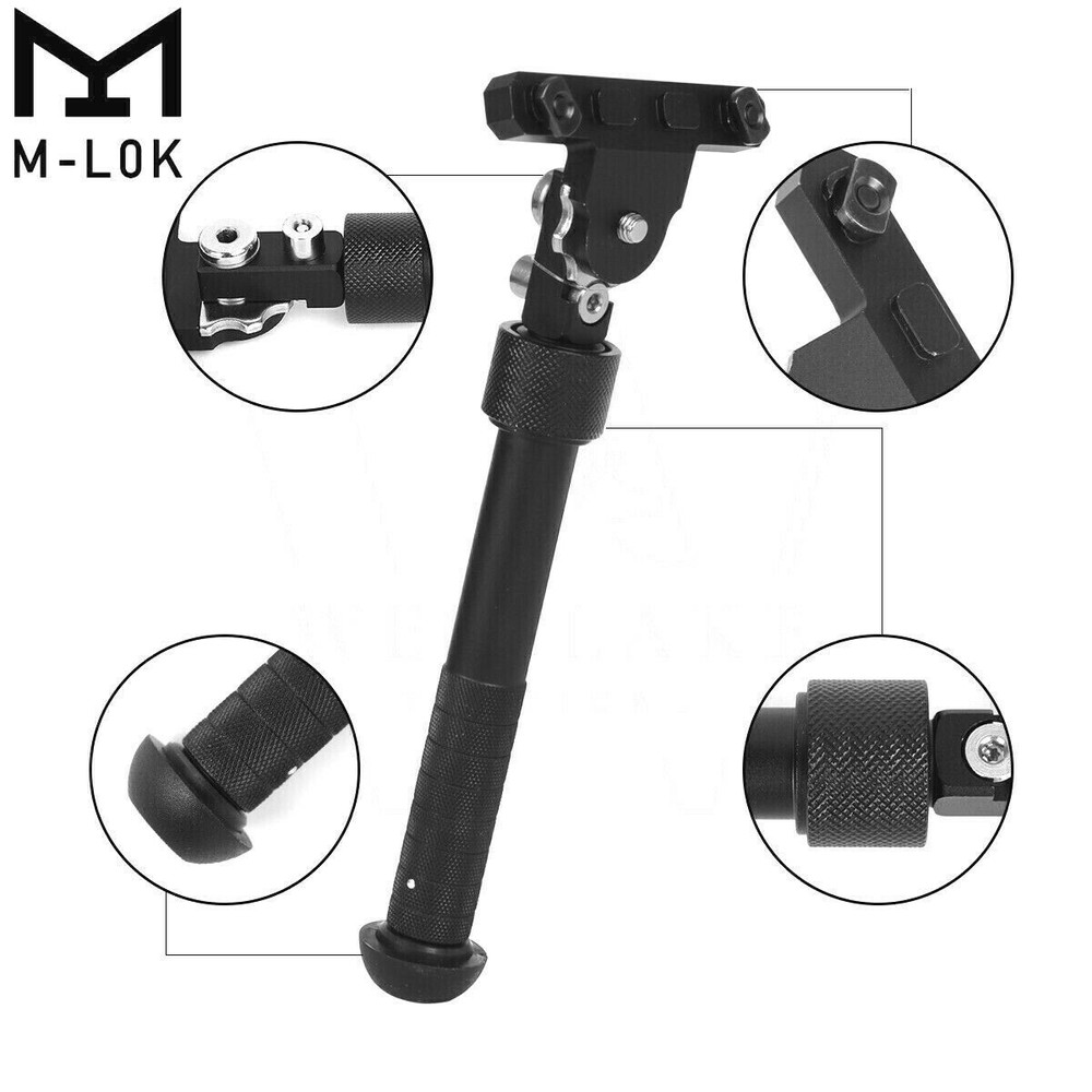 Adjustable Mlok Bipod Side Rail Direct Attach Folding Rifle 6.5''-9''Black Bipod