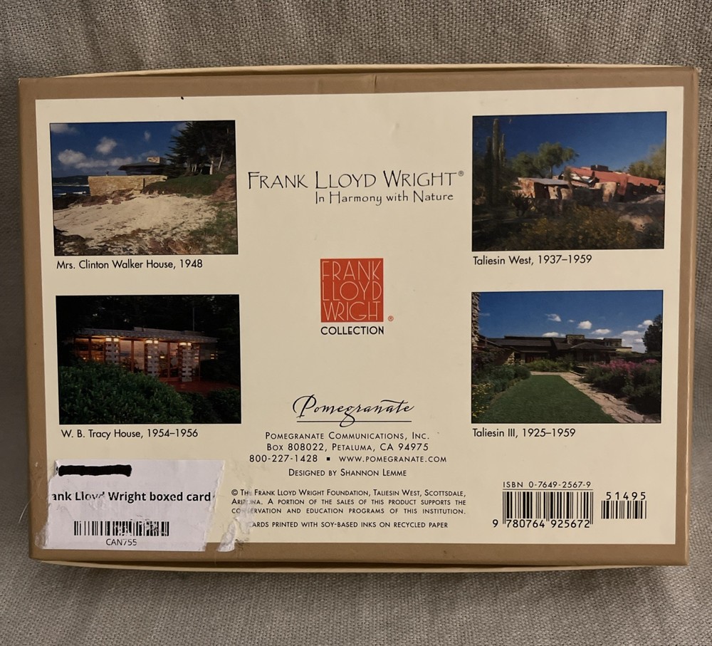 frank lloyd wright 17 Boxed Blank Cards/ Envelopes Set