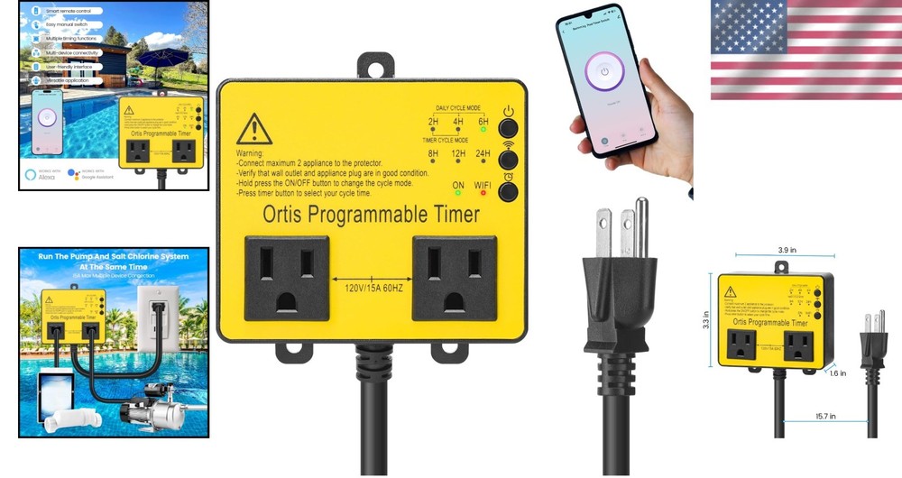 WiFi Pool Timer Switch for Smart Life App Control - Dual Socket Convenience