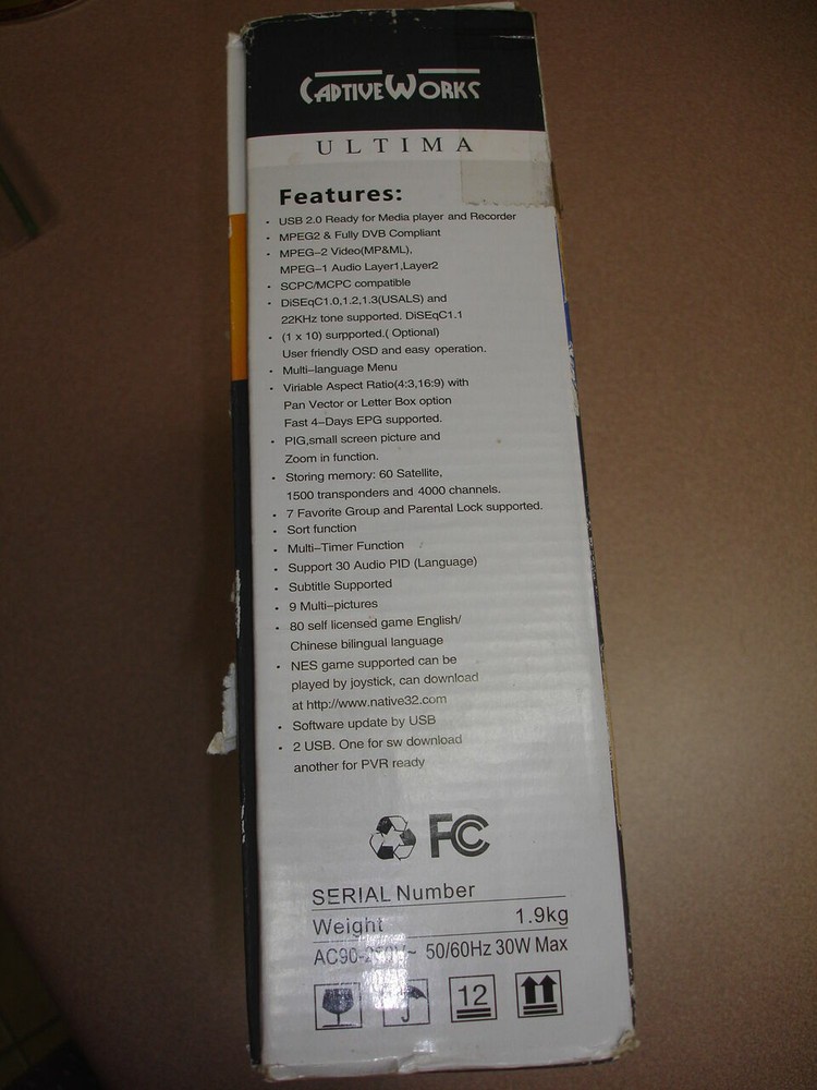 Captive Works Digital Satellite Receiver ULTIMA In Original Box