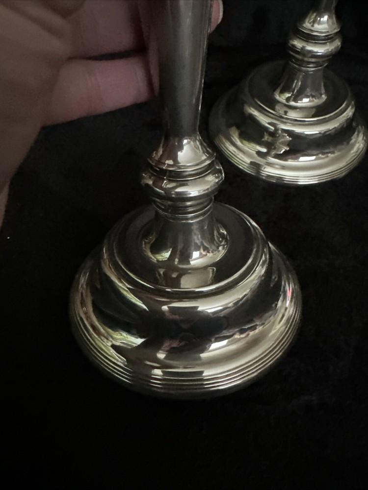Vintage Candlestick Holder Pair Silver Plated