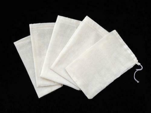 100 Mini Cotton Muslin Drawstring Bags Bath Soap Herbs