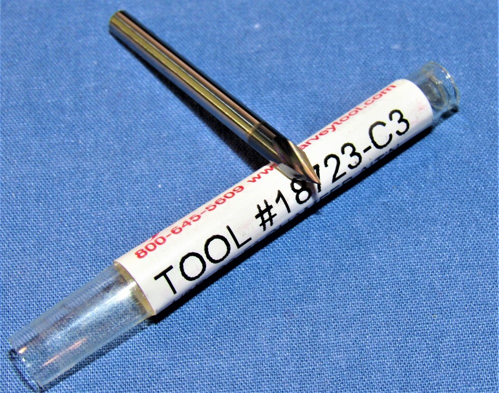 New Harvey Tool Solid Carbide 0.125" x 22.5°Per Side Chamfer Mill