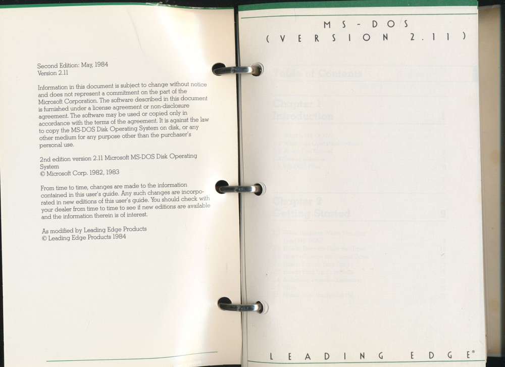 MS - DOS LEPC #2 (Version 2.11) Leading Edge Personal Computer 2nd Ed May 1984