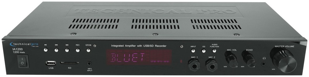 Technical Pro IA1200 Pro Integrated Amplifier w/ 2) Mic inputs+USB/SD/AUX/RCA