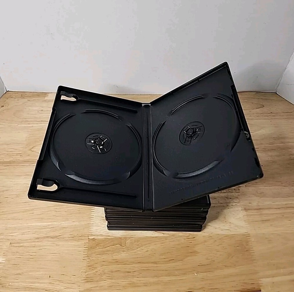 Lot of 6 Empty Black 2 Disk DVD Cases