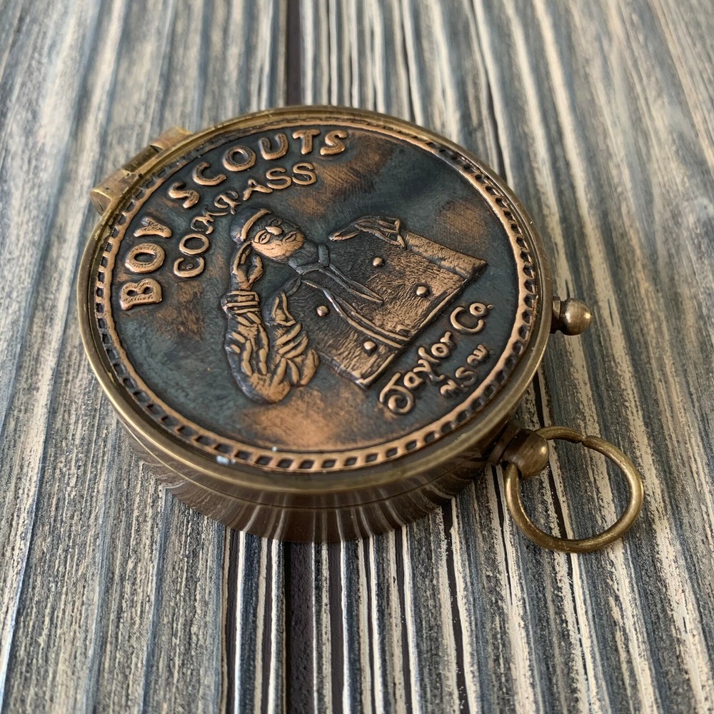 Solid Brass Boy Scouts Pocket Compass Gift