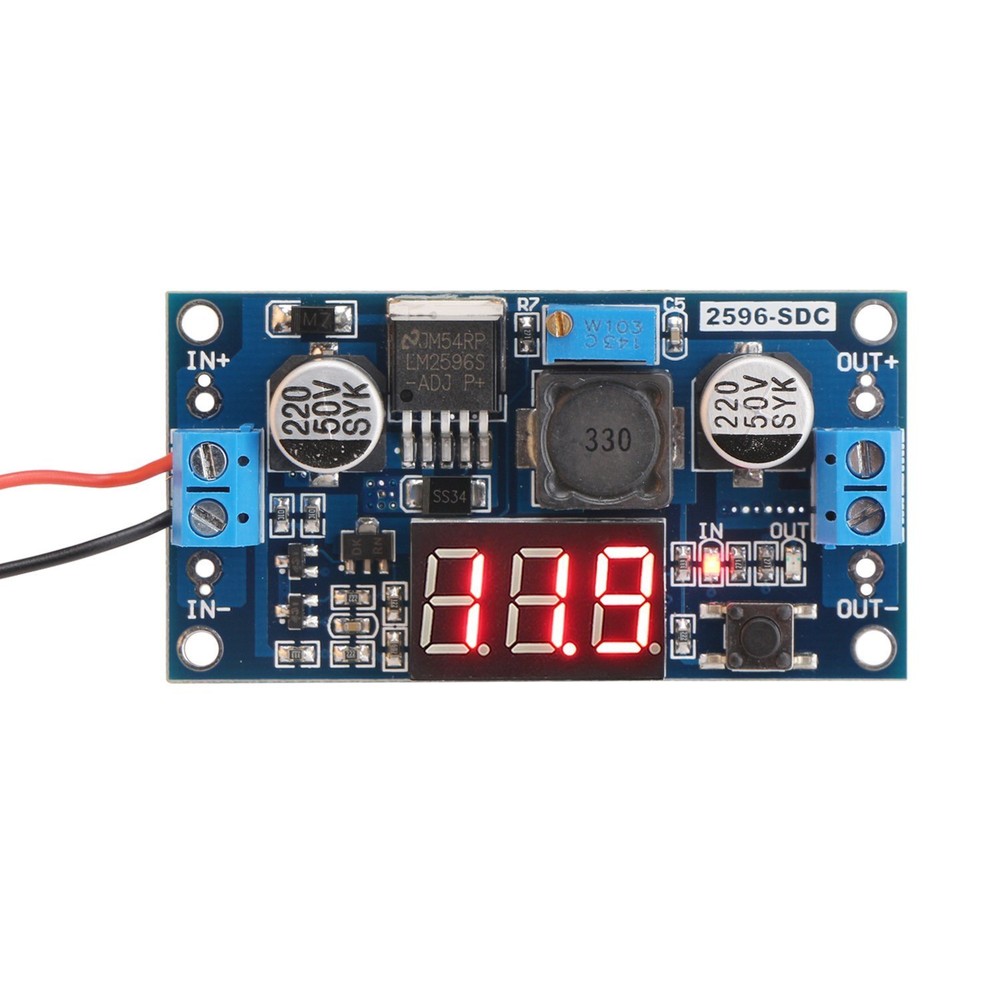 LM2596 DC 4.0-40 to 1.3-37V Adjustable Step-Down Buck Power Module + Voltmeter