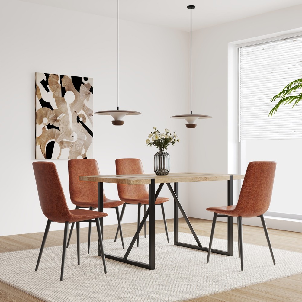 55" Dining Table modern rustic Industrial Rectangular MDF Wood Colour For 4-6