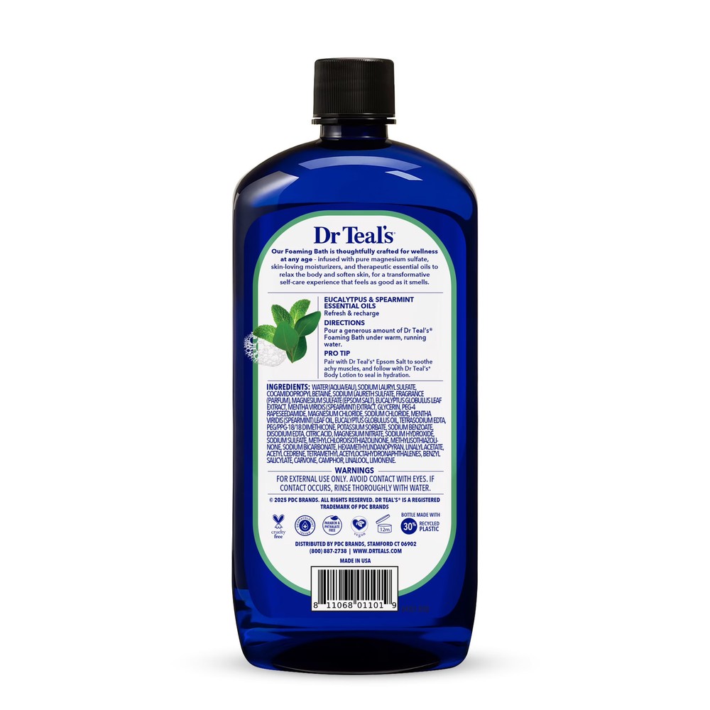 Dr Teal's Bubble Bath Epsom Salt Eucalyptus Spearmint Relax 34oz