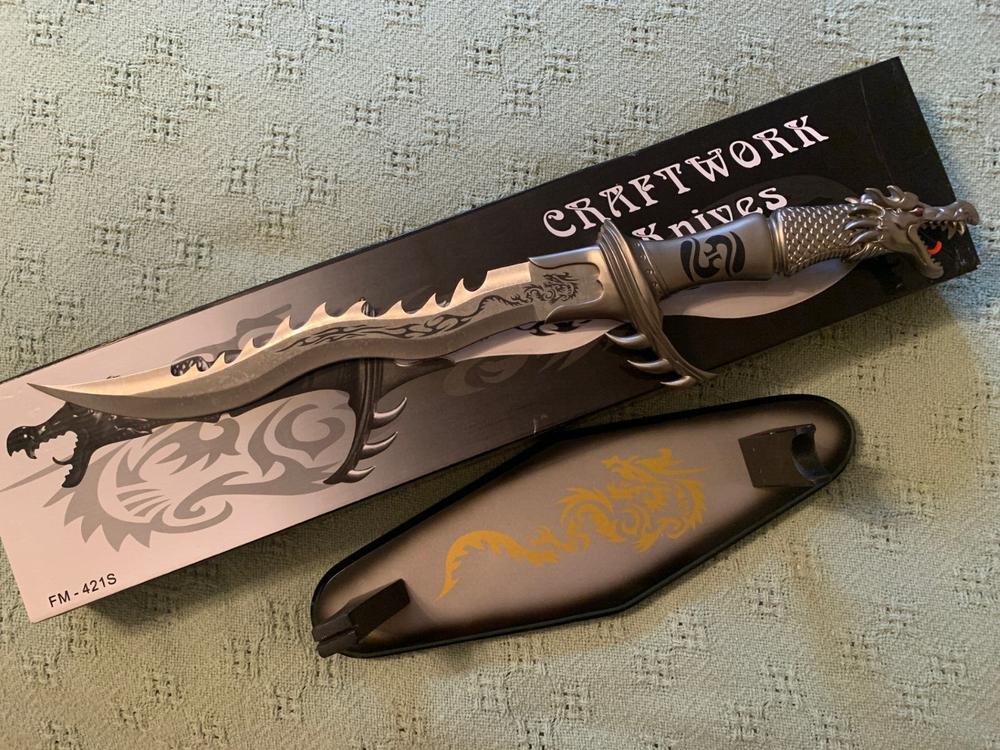 Craftwork FM-421S, Dragon Knife w/Display Stand, Fixed Blade, Original Box