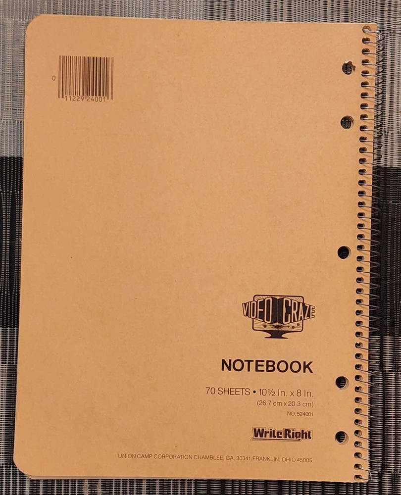 1981 Atari Tempest Spiral Notebook Video Craze WriteRight