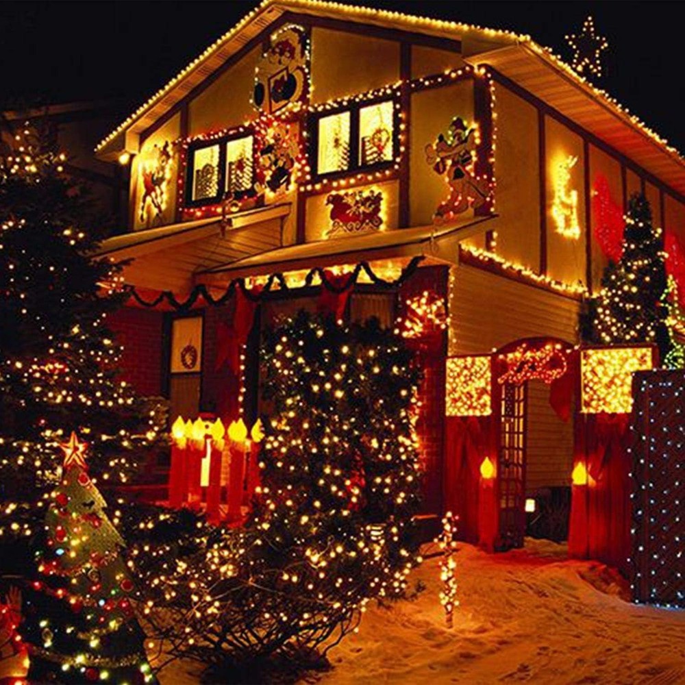 2 Pack 100 LED Solar Powered String Lights Each 33FT Copper Wire 8 Modes Solar