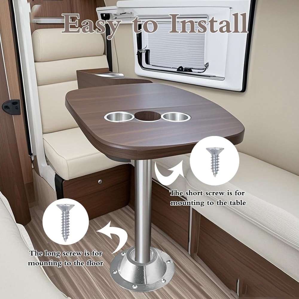 2-Pack RV Table Base Mount,Camper Aluminum Pedestal Leg Base...