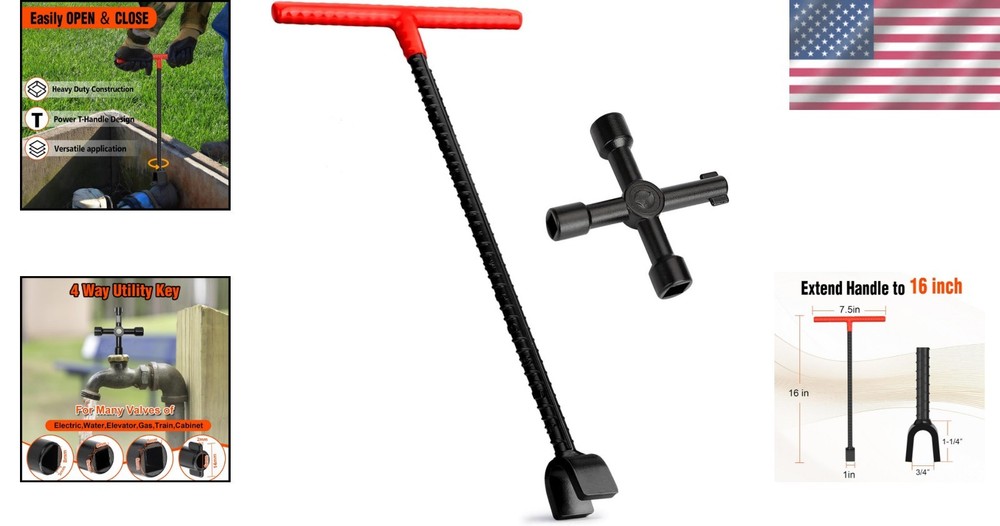 Heavy Duty 16-inch Steel Water Meter & Multi-Functional Access Tool