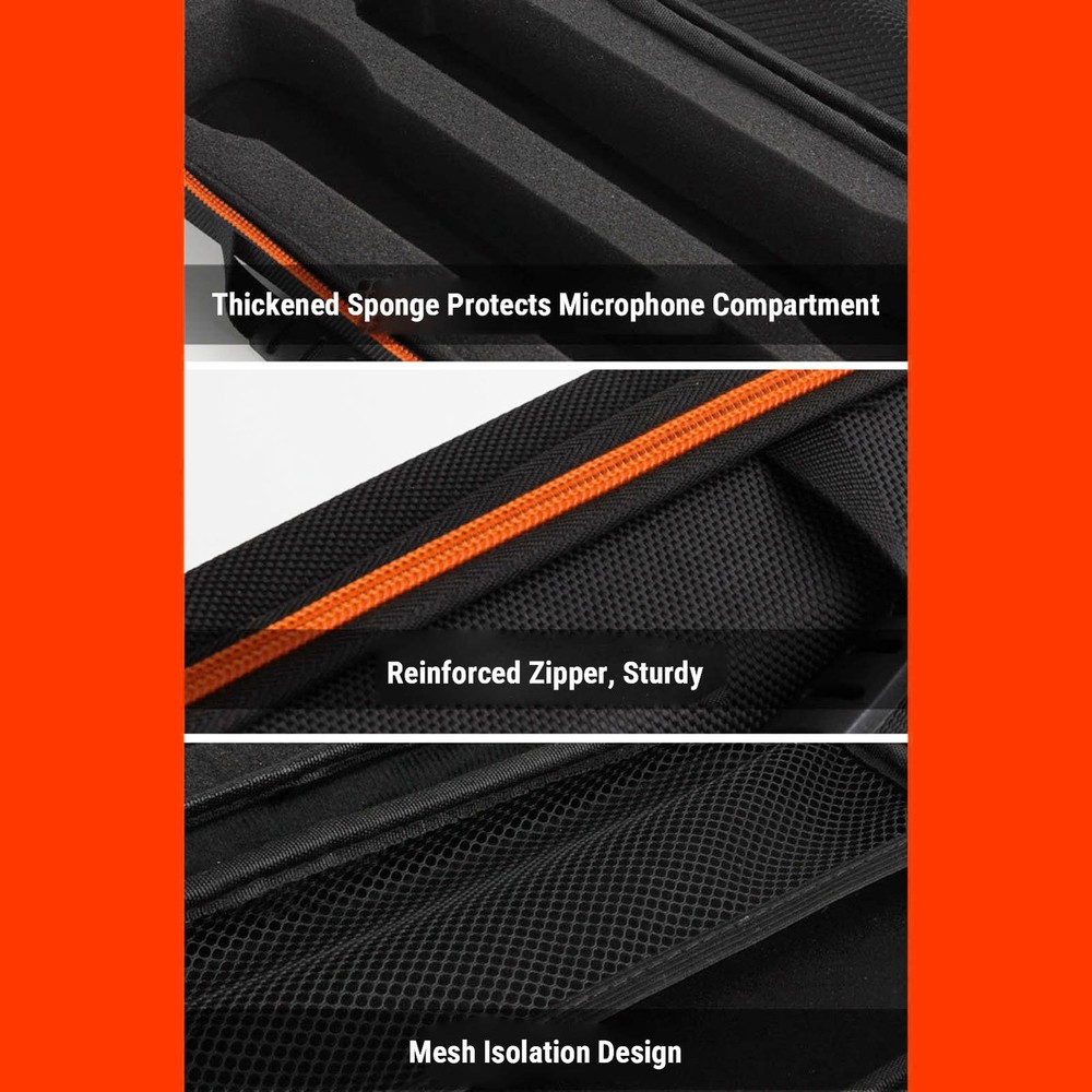 Wireless Microphone Case Polyester Handheld Dual Mic Travel Bag