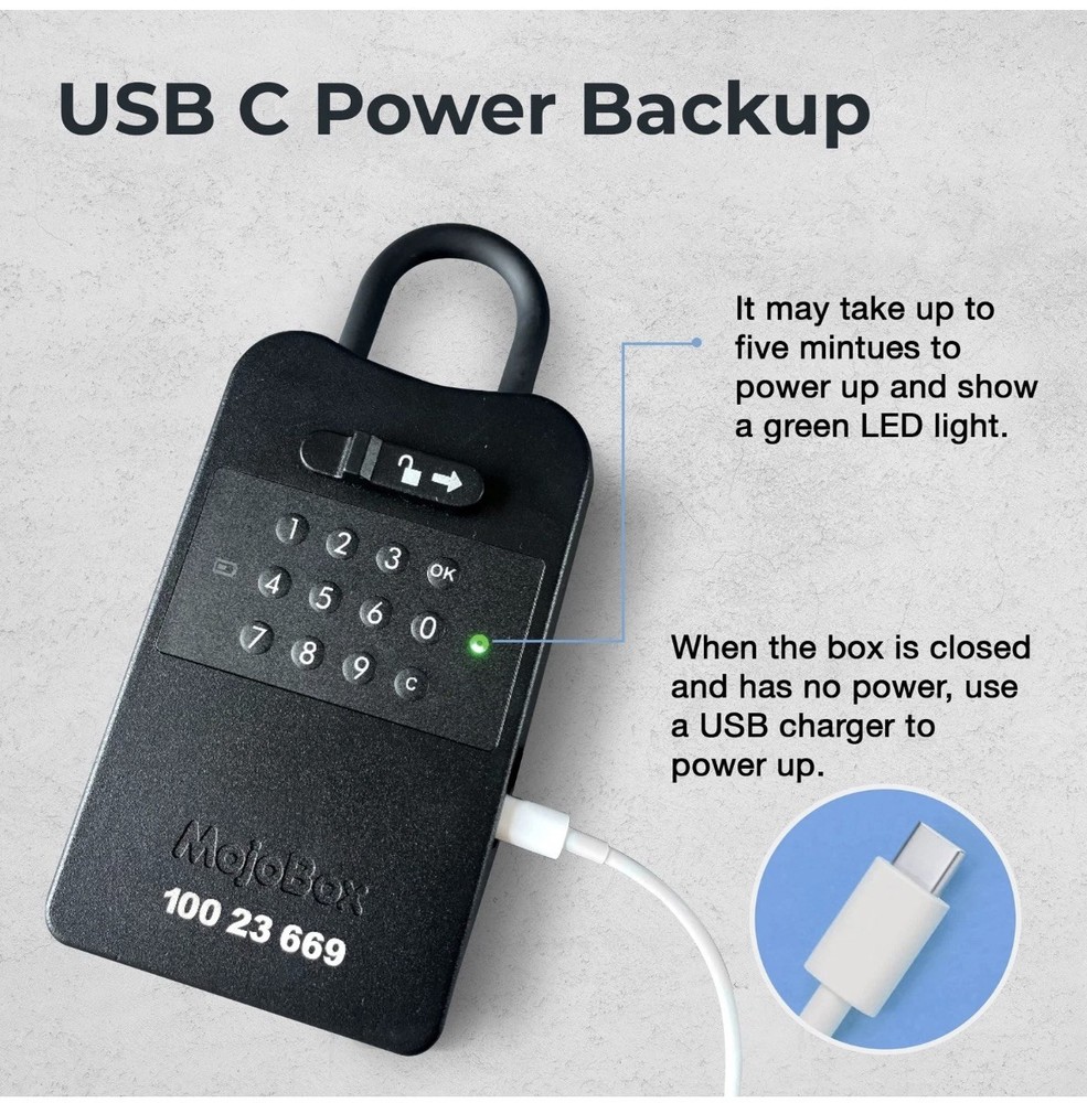 MojoBox, Digital Lockbox, Bluetooth Key iOS/Android App Black