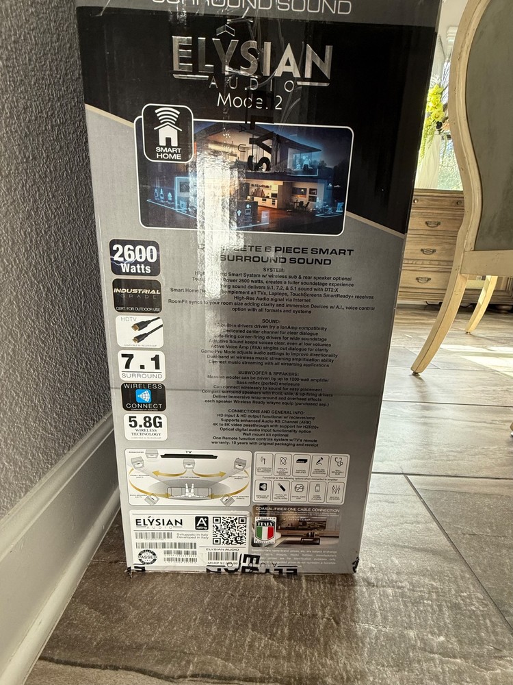 Home Theater, Wireless 7.1 Speaker System, 97" Screen, High Def Projector