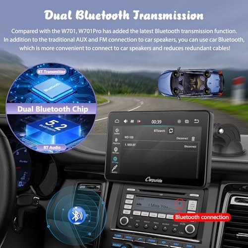 W701 Pro with Wireless Bluetooth Transmission Portable Carplay & Android Auto