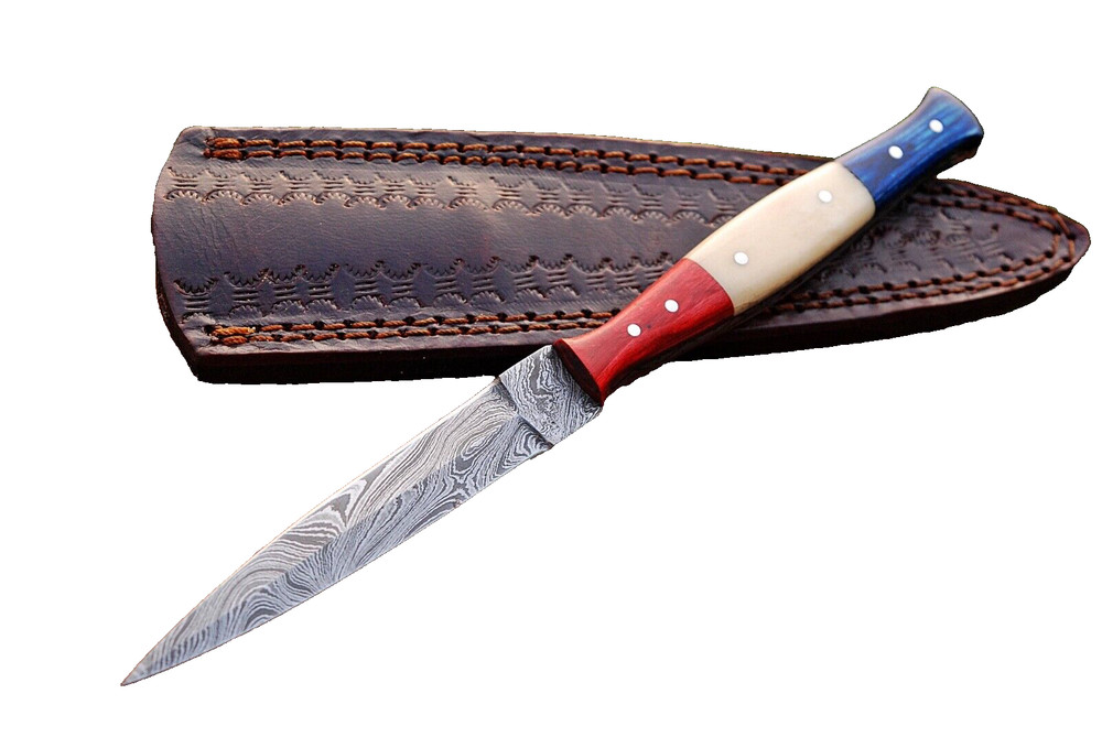 Toothpick Dagger knife Double edge Damascus Blade Boot knife