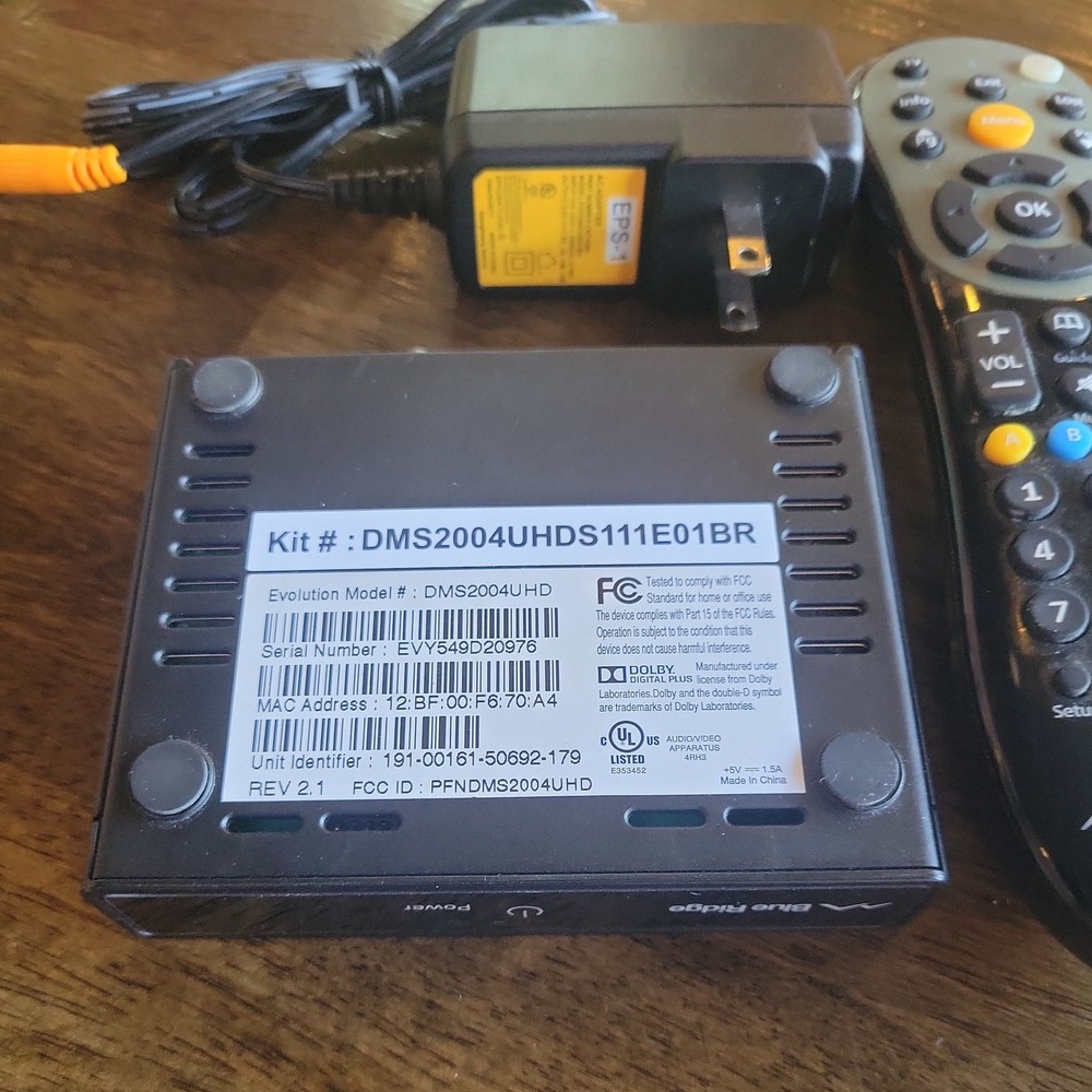Evolution/Blue Ridge Digital HD Box MODEL DMS2004UHD W/ AC Adapter, Remote. E
