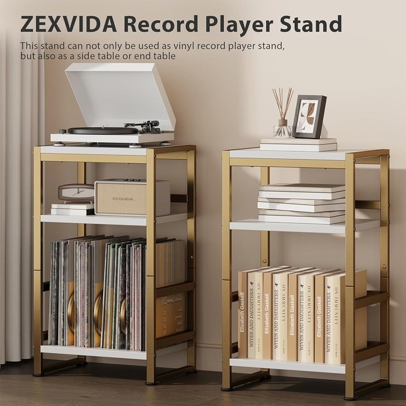 Vinyl Record Player Stand W/ Storage Multifunctional End Table Easy Assembly New