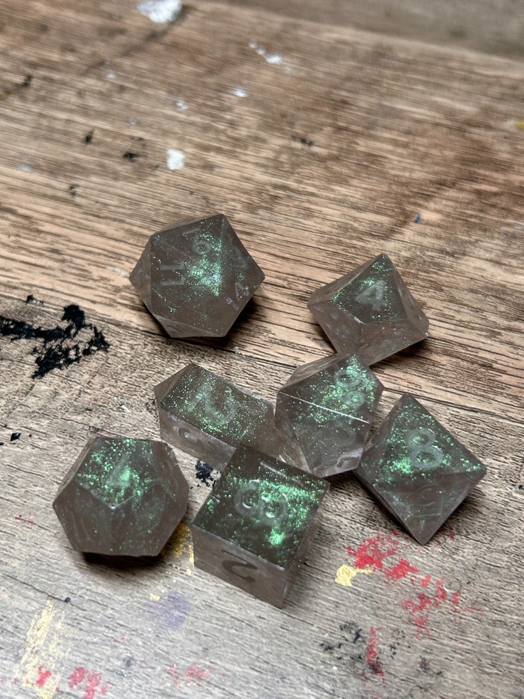 RAW* Dice: Mint Color-Shift _ Resin-Cast Dice Set  *See Description* D&D