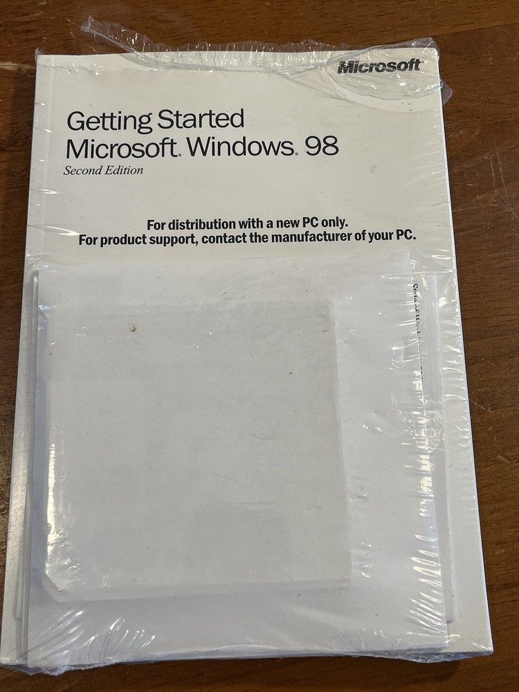 New Microsoft Windows 98 Getting Started OEM Manual Certificate Product Key CD