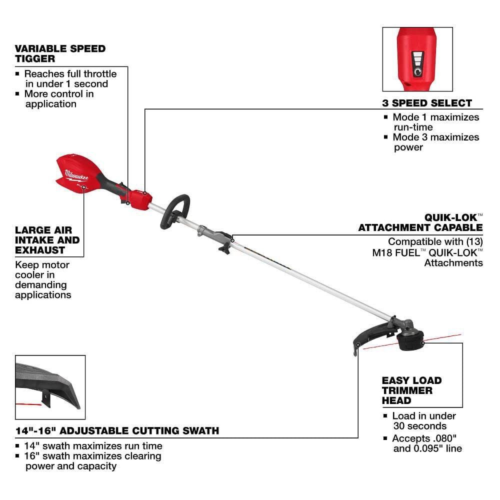Milwaukee M18 Fuel String Trimmer With Quik-Lok (Bare Tool)