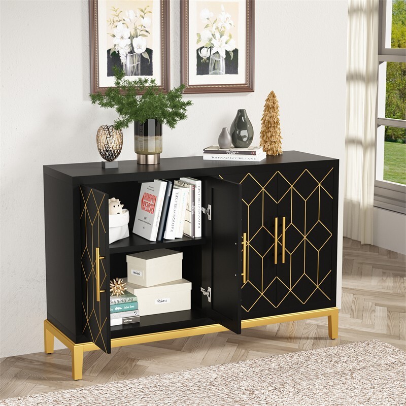Sideboard Buffet Storage Cabinet w/ Large Storage Space and Adjustable Shelf US
