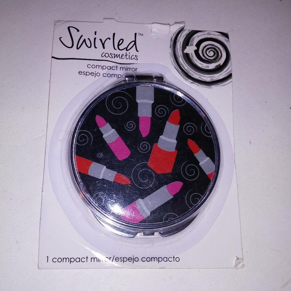 Swirled Cosmetic Compact Mirror Travel Go Two Sided Normal and 2X Magnification