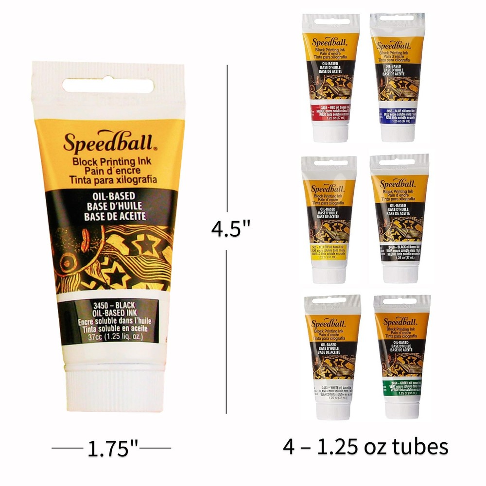 3476 Oil-Based Block Printing Ink Starter Set for Professional, Permanent Pri...