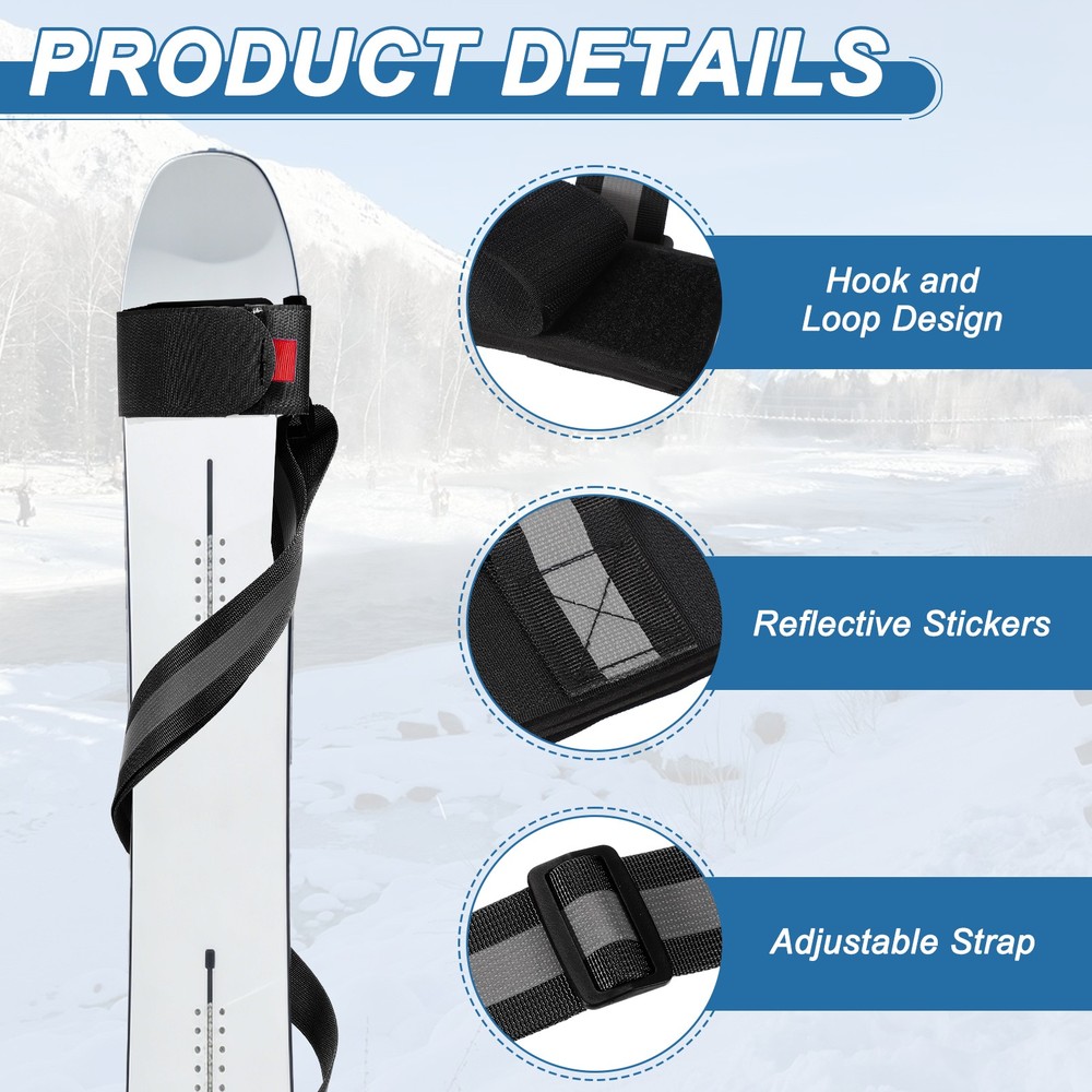 Ski Strap, Adjustable Ski Carrier Shoulder Straps,Black & 48.4"