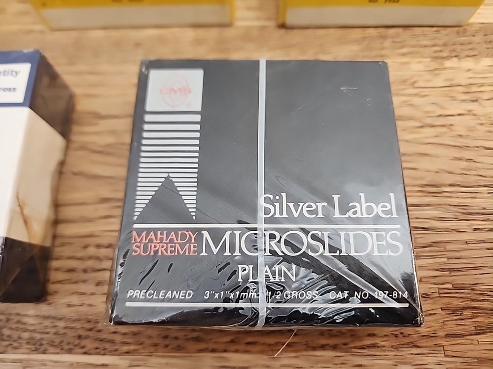 NOS Plain Microscope Slides, Esco, Fisher, Silver Label, Protecta, Precleaned