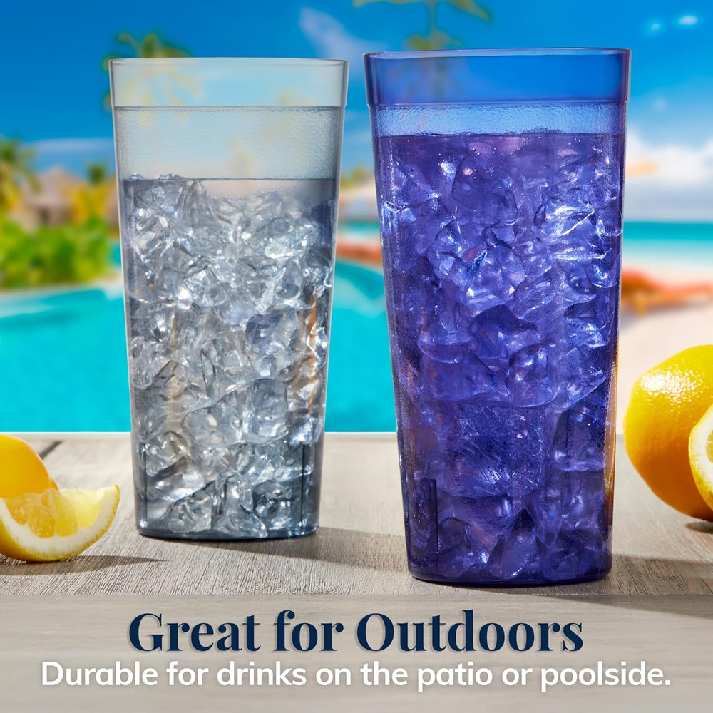 Plastic Tumblers 12Pk 32Oz Reusable Stackable Break Resistant Drinking Cups