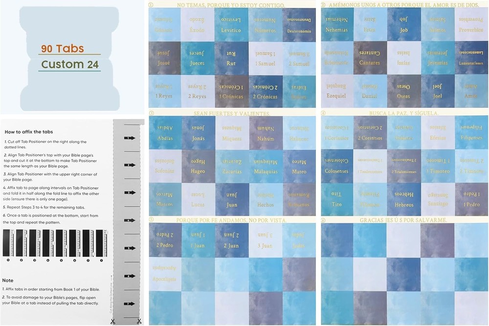 Sky Blue Spanish Bible Tabs - Sturdy Laminated Waterproof Estilo Sky Blue par...