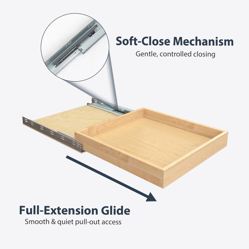 Pull Out Drawers for Cabinets - Birch Wood Pull-Out Drawer 20" W x 21" D - So...