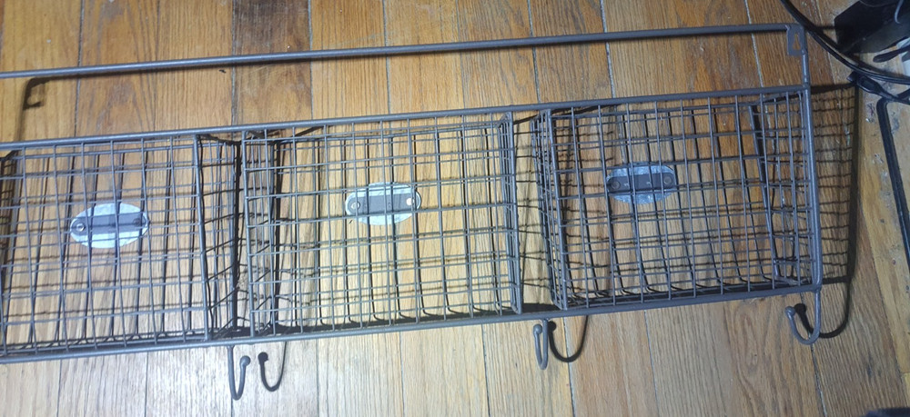 Wire Triple Mail Basket - Wall Mounted Hanging Folder/Document Organizer Green