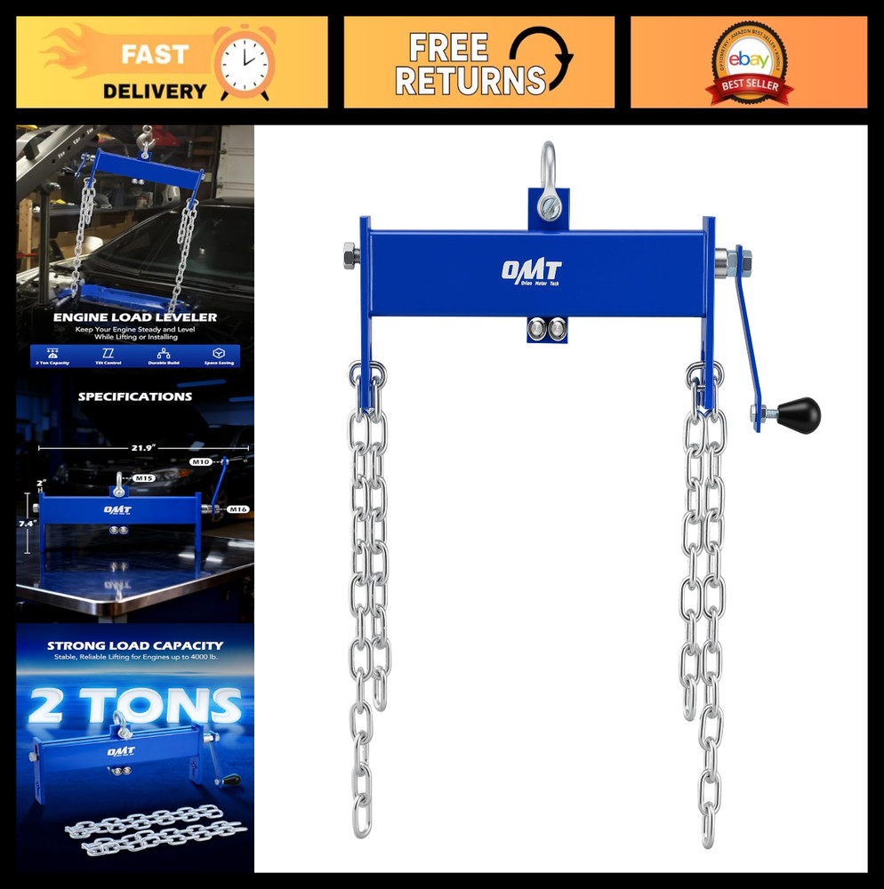 Heavy Duty Engine Load Leveler 2 Ton 4000 lb Capacity with Adjustable Chains, Sh